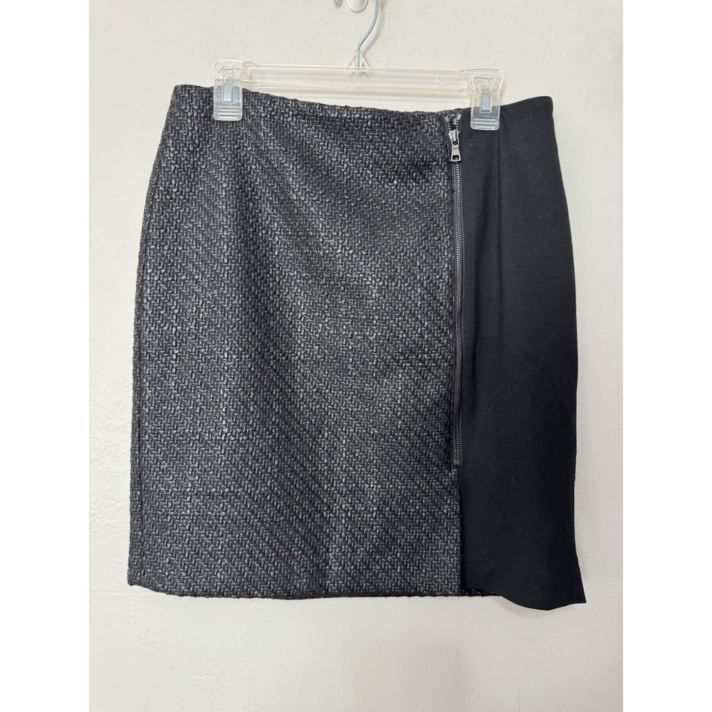 Ann Taylor Pencil Skirt Women Size 10‎ Wool Blend Lined Tweed Black Professional